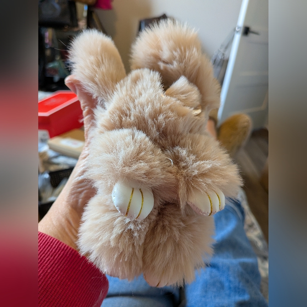 Floppy Tan Faux Fur Bunny Keychain Mag Charm
